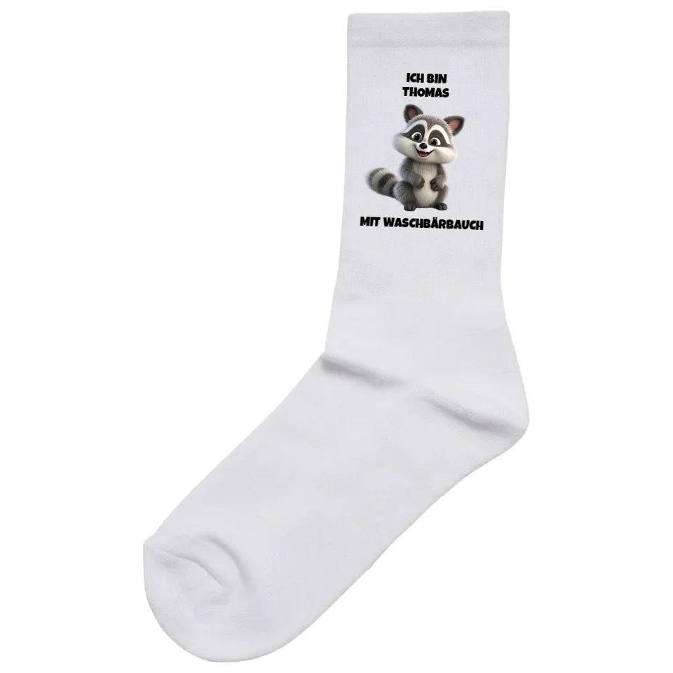 Waschbärbauch - Socken (personalisierbar) Socken White