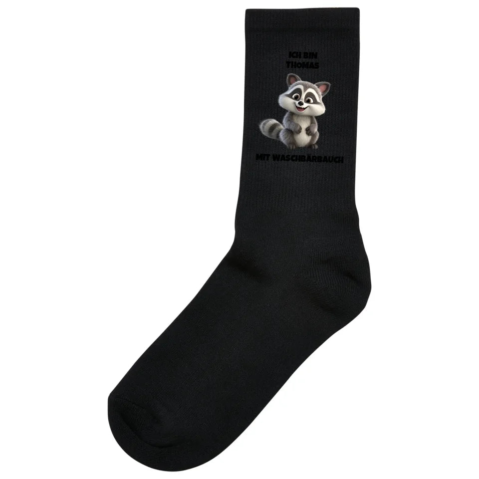 Waschbärbauch - Socken (personalisierbar) Socken Black