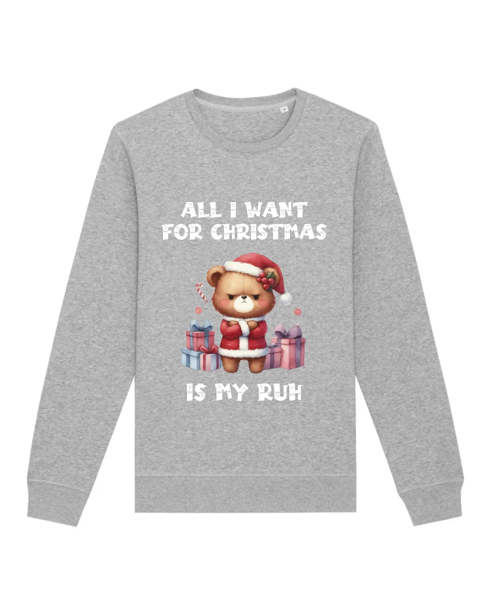 All I Want for Christmas - Bio Unisex Sweatshirt (personalisierbar) Roller Sweatshirt ST ST Heather-Grey