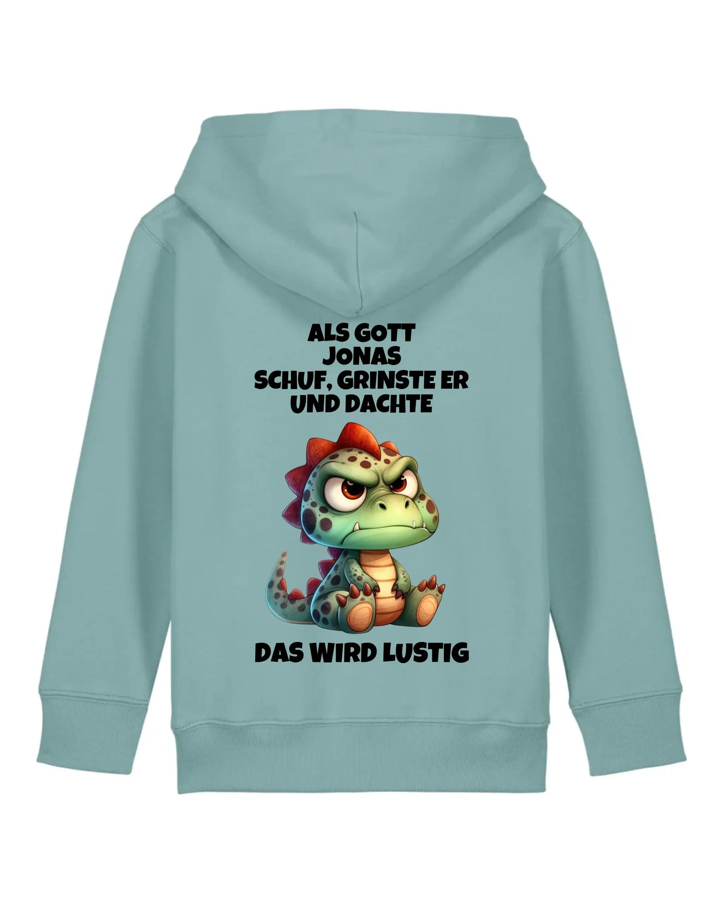 Als Gott mich schuf - Organic Kid's Hoodie (personalisierbar) Mini Cruiser Hoodie ST ST Teal-Monstera