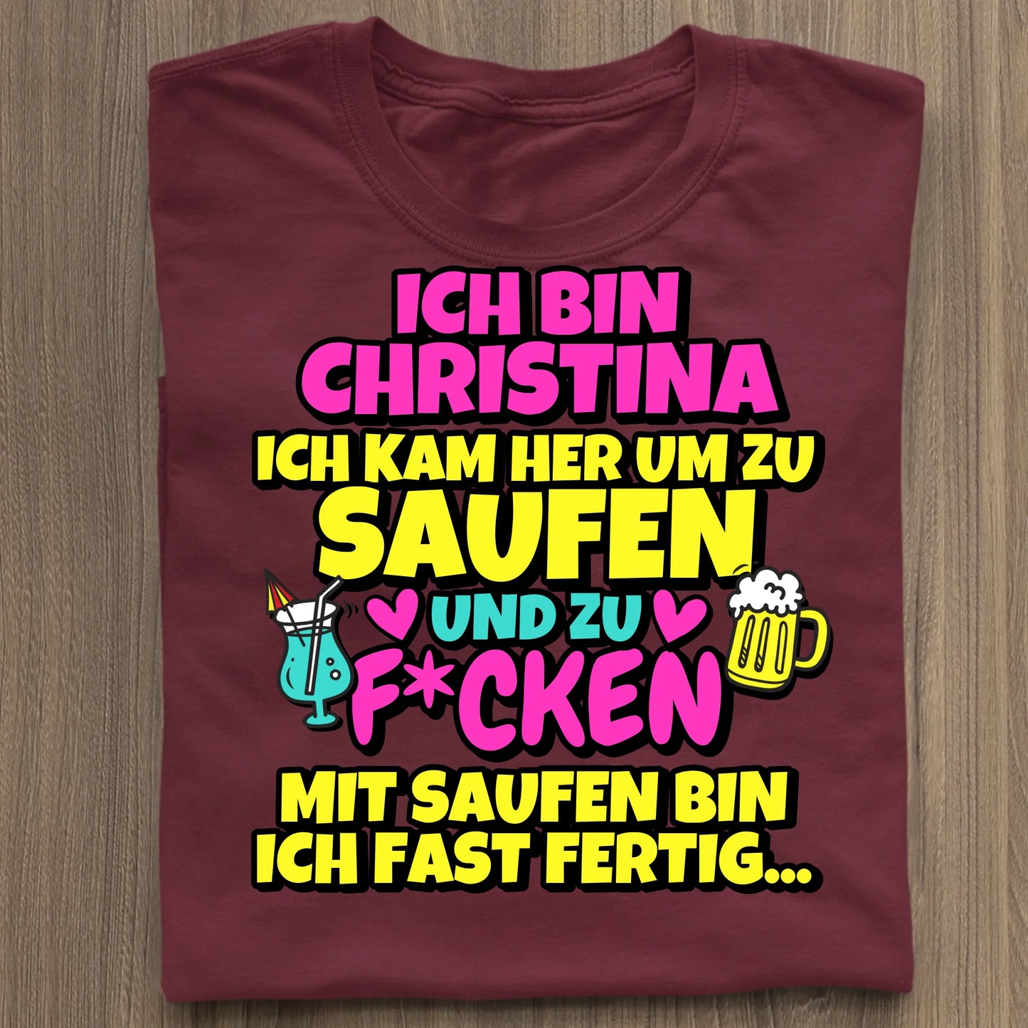 Saufen und f*cken - Organic Women's Shirt (personalisierbar) Serena T-Shirt ST ST Burgundy