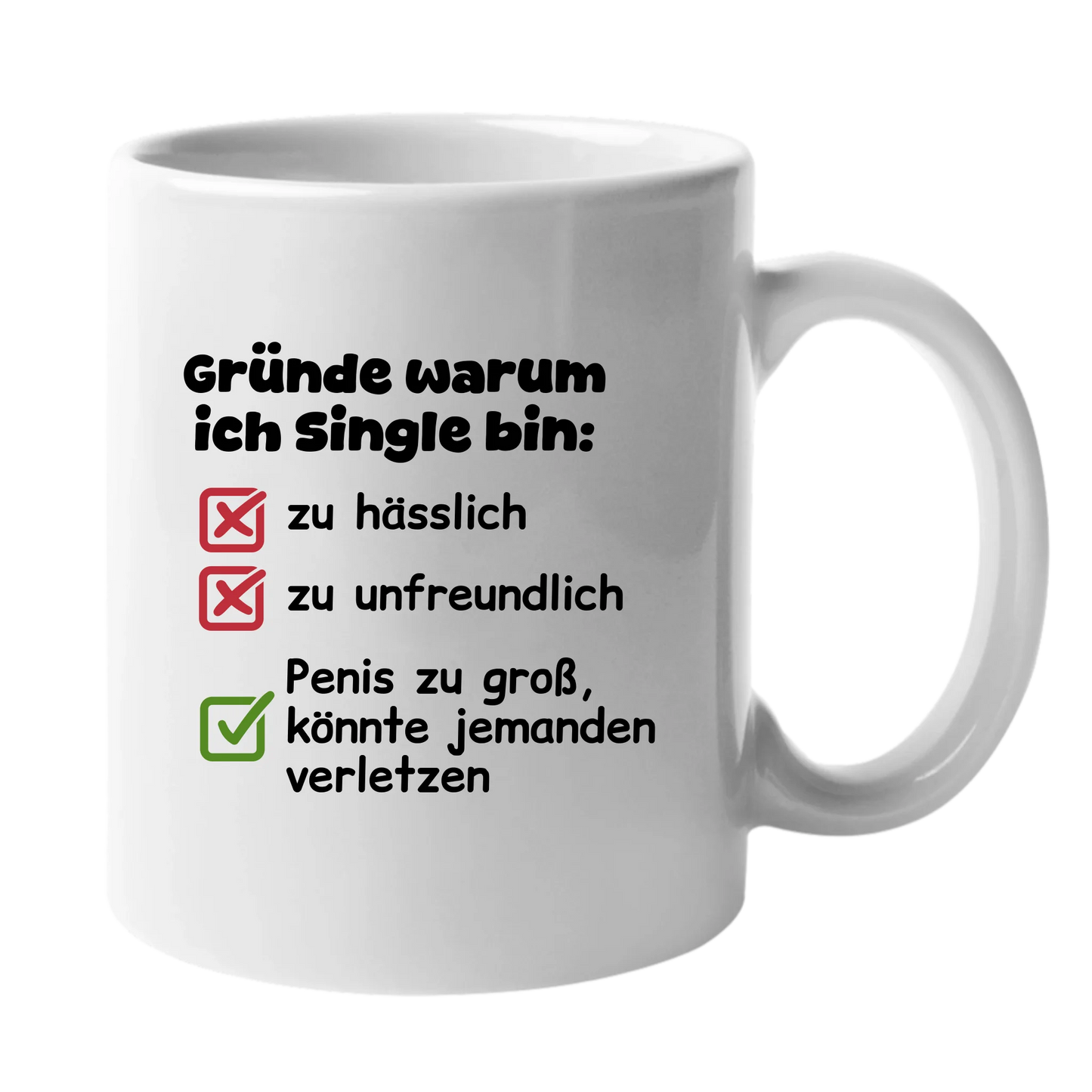 Gründe warum ich Single bin - Tasse (personalisierbar) Standard Mug White STD