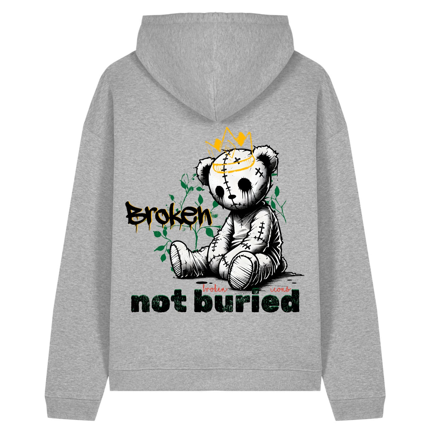 Broken - Organic Heavy Oversized Unisex Hoodie Heather Grey
