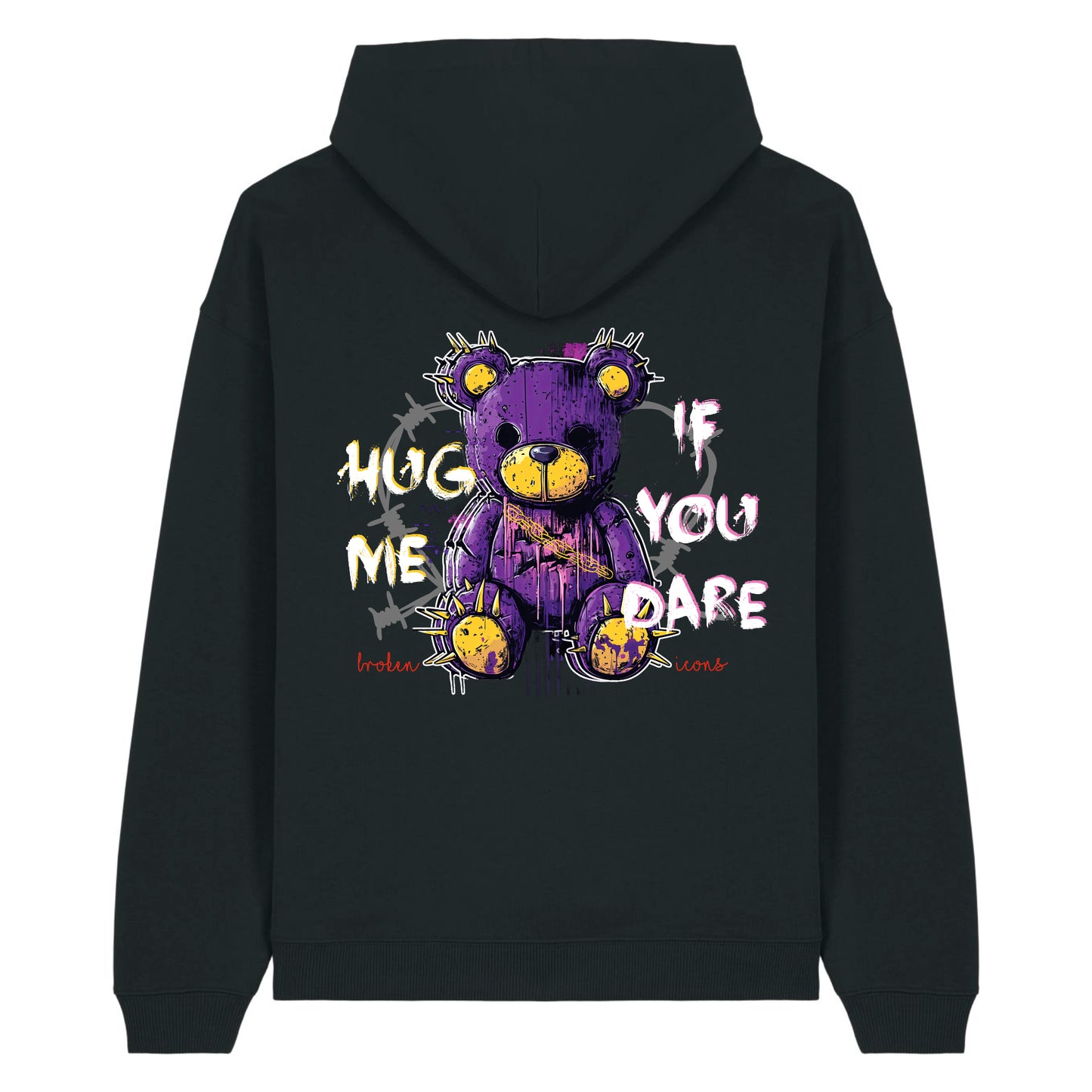 Hug Me - Organic Heavy Oversized Unisex Hoodie Black