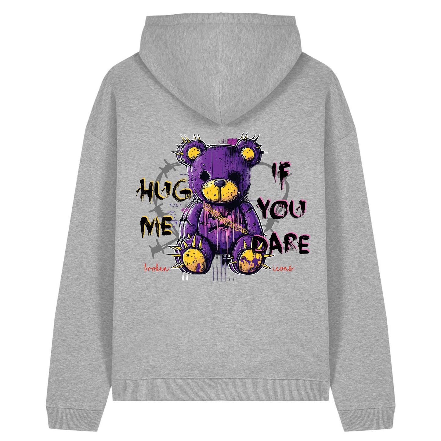 Hug Me - Organic Heavy Oversized Unisex Hoodie Heather Grey