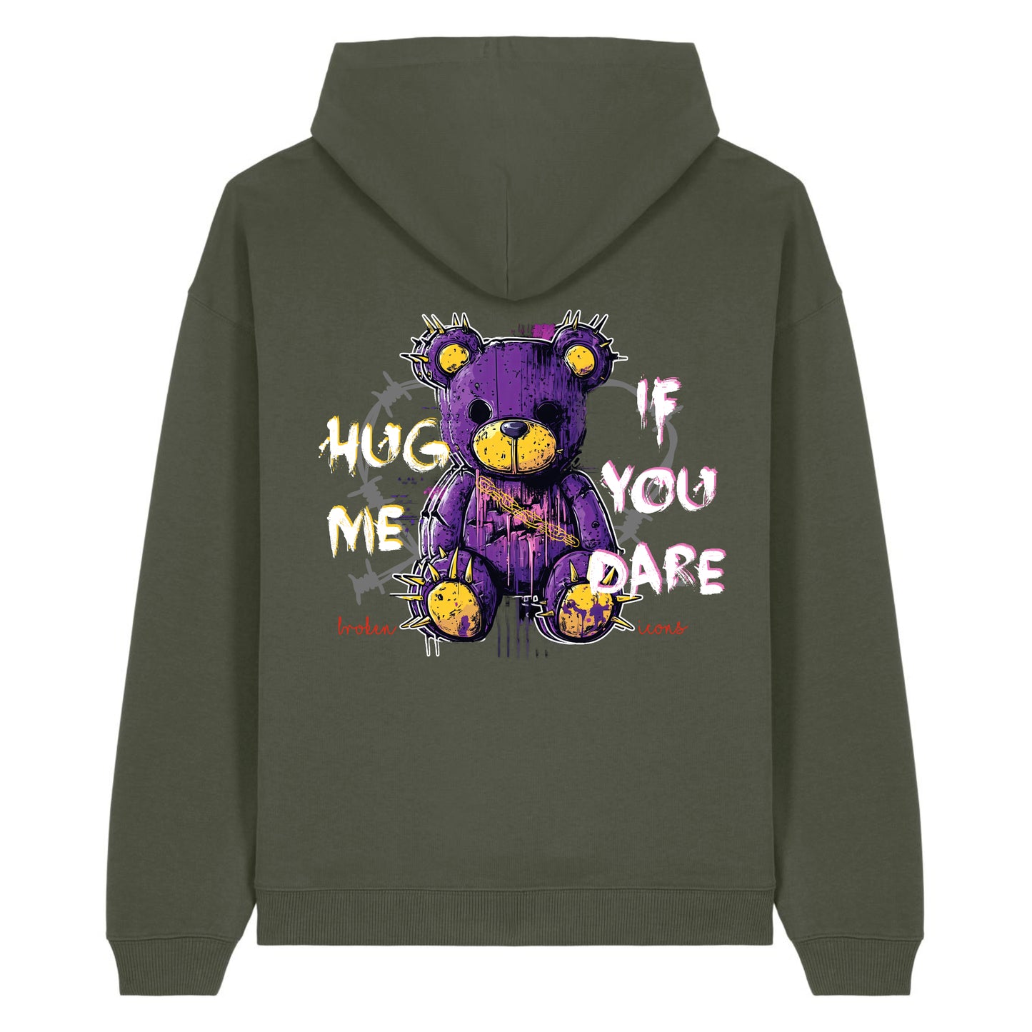 Hug Me - Organic Heavy Oversized Unisex Hoodie Khaki