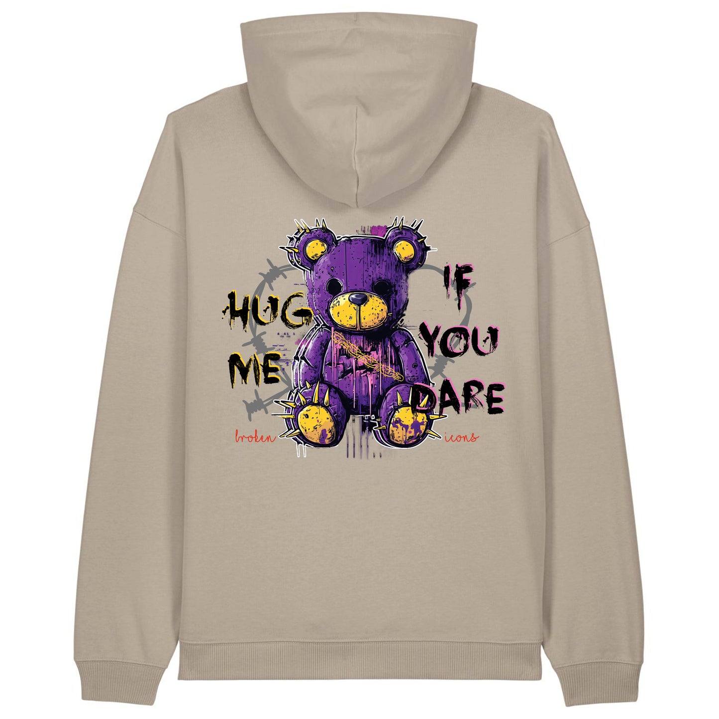 Hug Me - Organic Heavy Oversized Unisex Hoodie Stone
