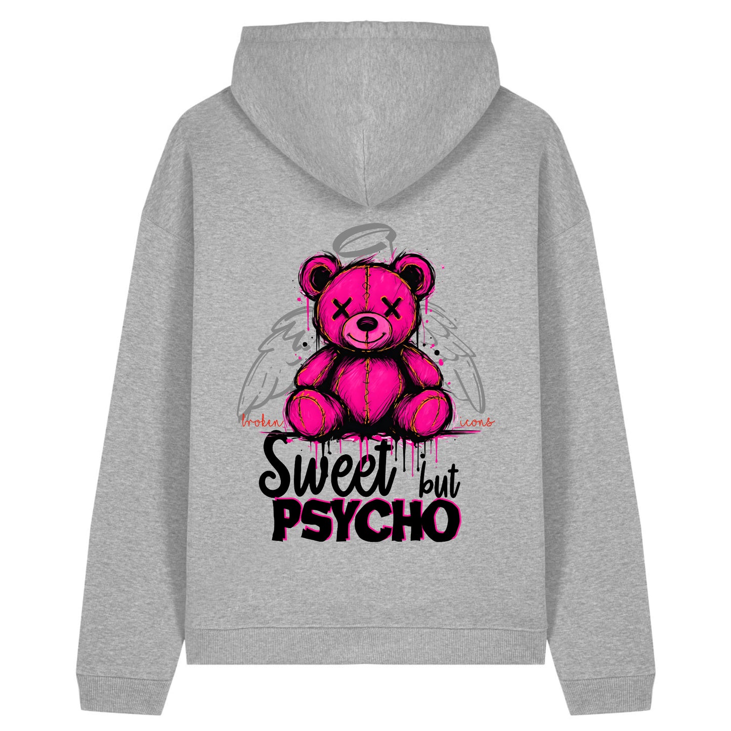 Sweet but Psycho - Organic Heavy Oversized Unisex Hoodie Heather Grey
