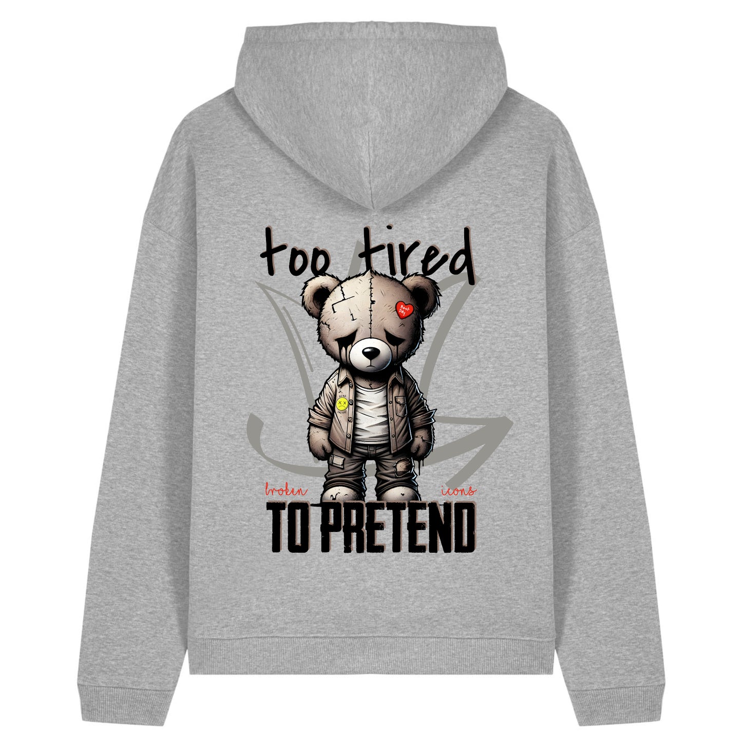 Too tired - Organic Heavy Oversized Unisex Hoodie Heather Grey