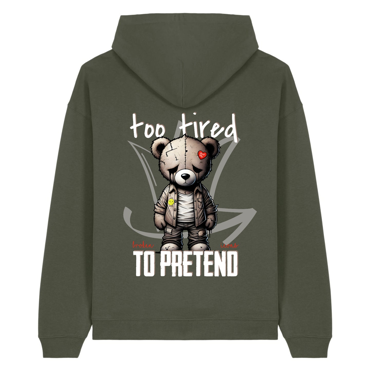 Too tired - Organic Heavy Oversized Unisex Hoodie Khaki