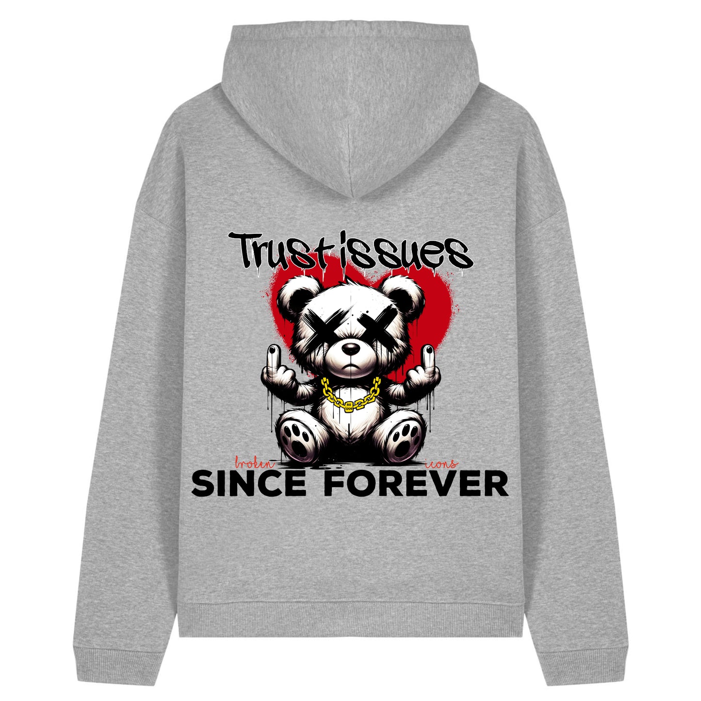 Trust Issues - Organic Heavy Oversized Unisex Hoodie Heather Grey