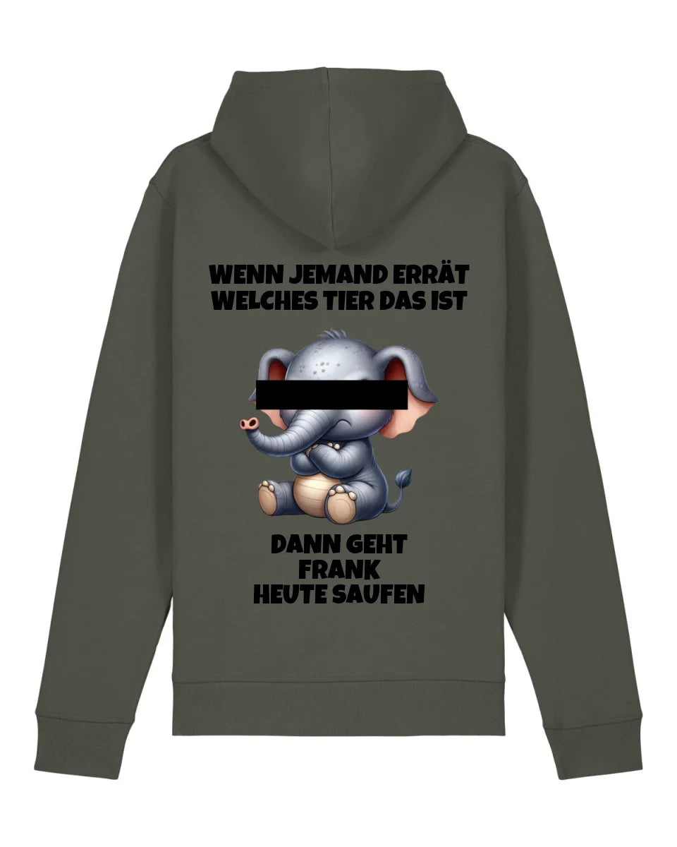 Wer errät das Tier? - Organic Unisex Hoodie (personalisierbar) Drummer 2.0 Hoodie ST ST Khaki