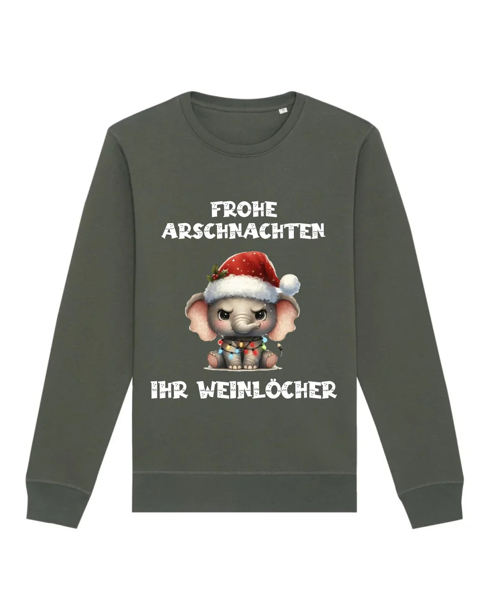Frohe Arschnachten - Bio Unisex Sweatshirt (personalisierbar) Roller Sweatshirt ST ST Khaki