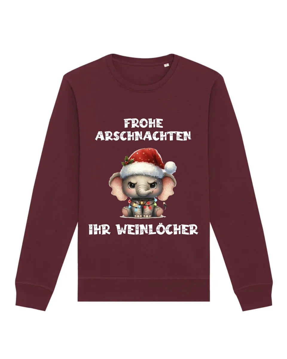 Frohe Arschnachten - Bio Unisex Sweatshirt (personalisierbar) Roller Sweatshirt ST ST Burgundy