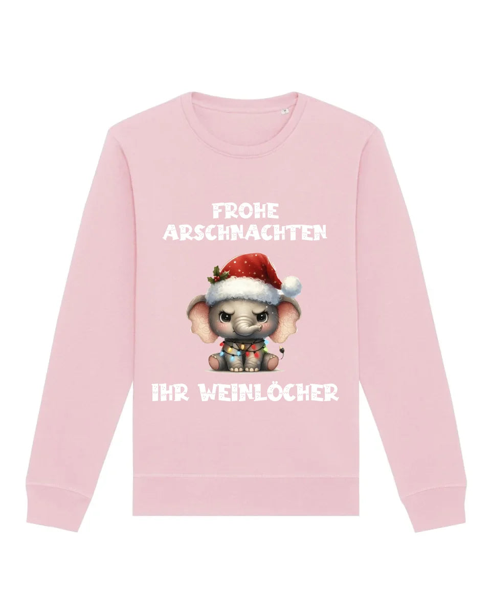 Frohe Arschnachten - Bio Unisex Sweatshirt (personalisierbar) Roller Sweatshirt ST ST Cotton-Pink
