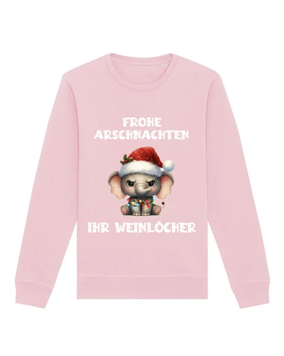 Frohe Arschnachten - Bio Unisex Sweatshirt (personalisierbar) Roller Sweatshirt ST ST Cotton-Pink