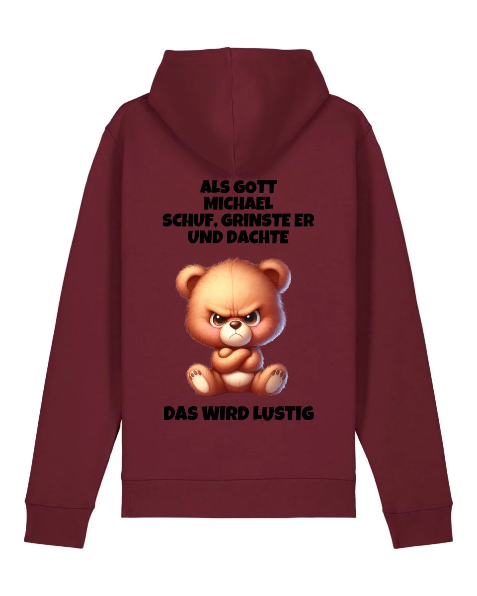 Als Gott mich schuf - Organic Unisex Hoodie (personalisierbar) Drummer 2.0 Hoodie ST ST Burgundy