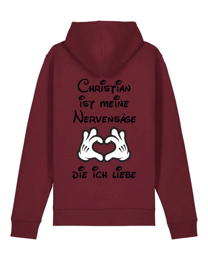 Meine Nervensäge - Organic Unisex Hoodie (personalisierbar) Drummer 2.0 Hoodie ST ST Burgundy