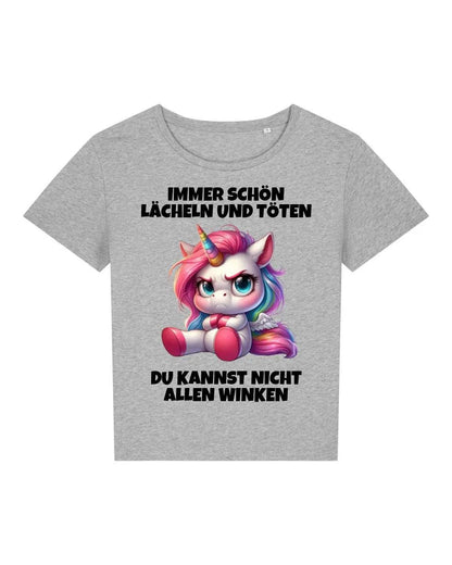 Lächeln und töten - Organic Women's Shirt (personalisierbar) Serena T-Shirt ST ST Heather-Grey
