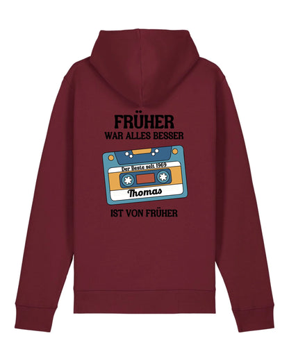 Früher war alles besser - Organic Unisex Hoodie (personalisierbar) Drummer 2.0 Hoodie ST ST Burgundy