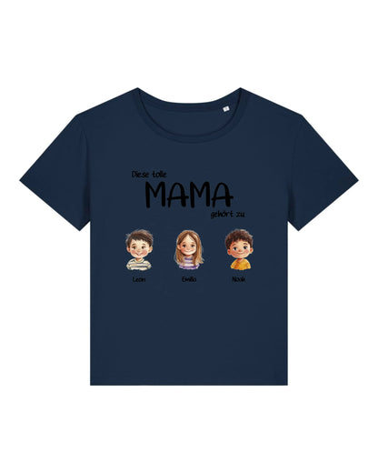 Tolle Mama - Organic Women's Shirt (personalisierbar) Serena T-Shirt ST ST French-Navy