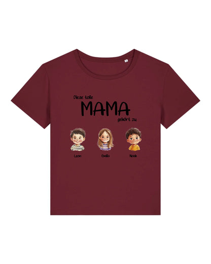 Tolle Mama - Organic Women's Shirt (personalisierbar) Serena T-Shirt ST ST Burgundy