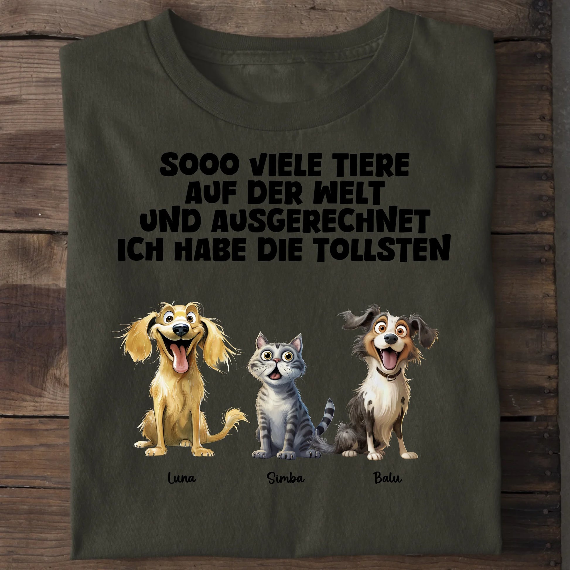 Sooo viele Tiere - Organic Men's Shirt (personalisierbar) Crafter T-Shirt ST ST Khaki