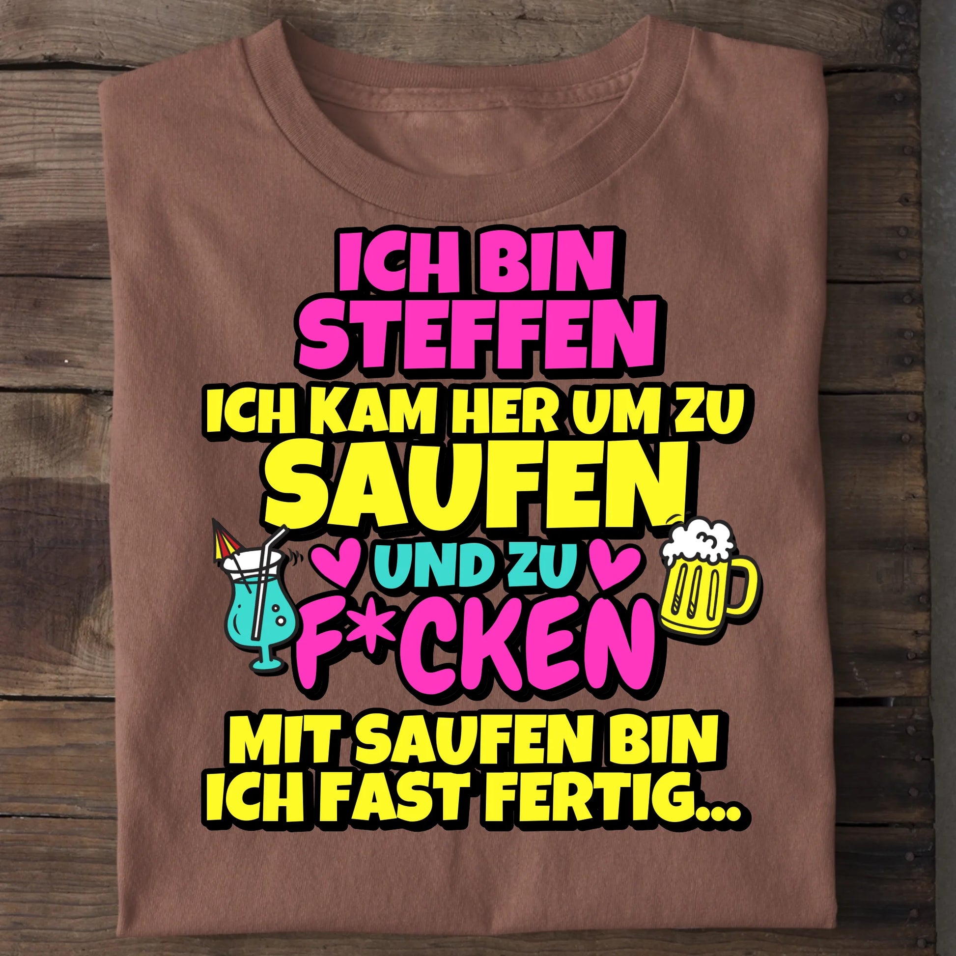 Saufen und F*cken - Organic Men's Shirt (personalisierbar) Crafter T-Shirt ST ST Heritage-Brown