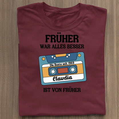 Früher war alles besser - Organic Women's Shirt (personalisierbar) Serena T-Shirt ST ST Burgundy