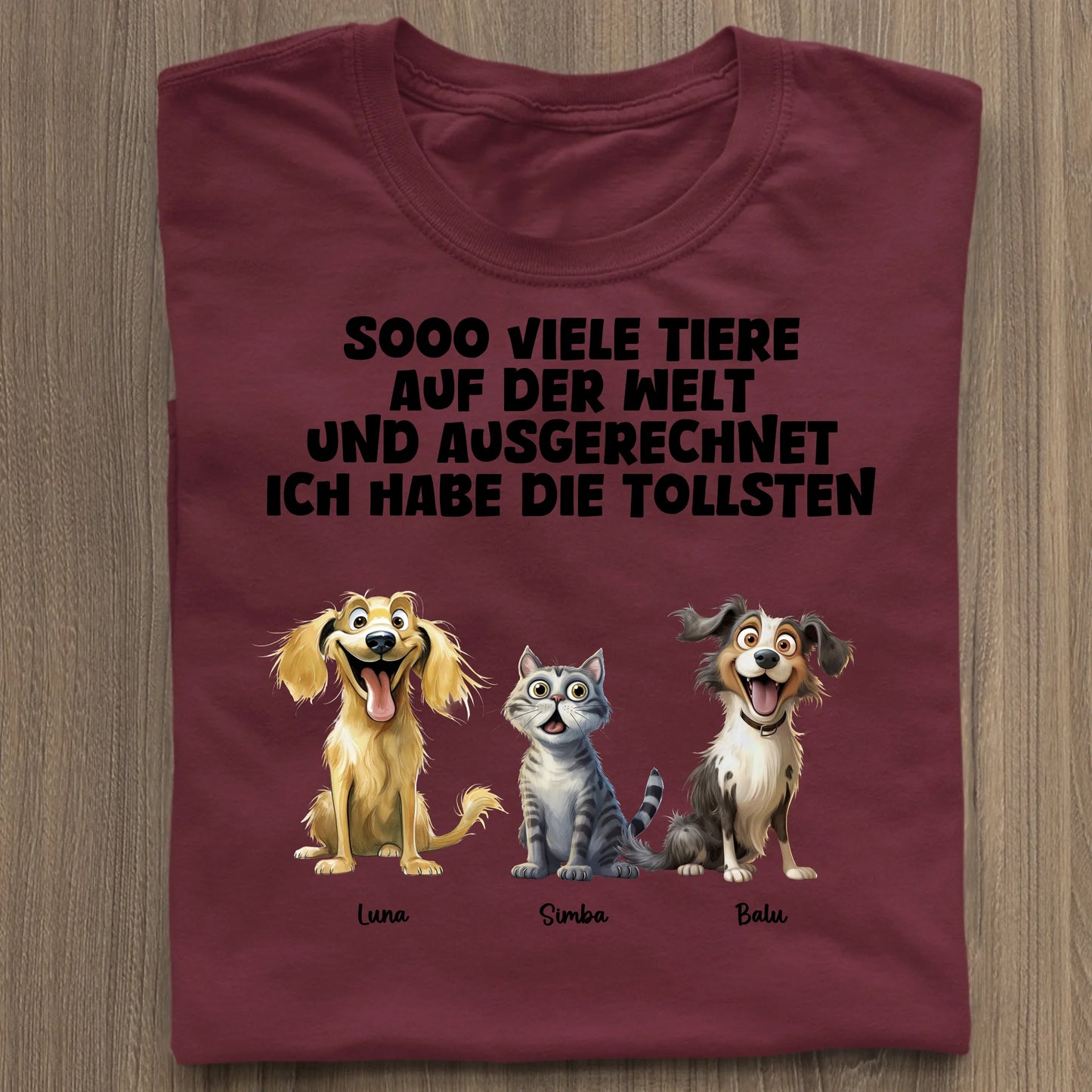 Sooo viele Tiere - Organic Women's Shirt (personalisierbar) Serena T-Shirt ST ST Burgundy