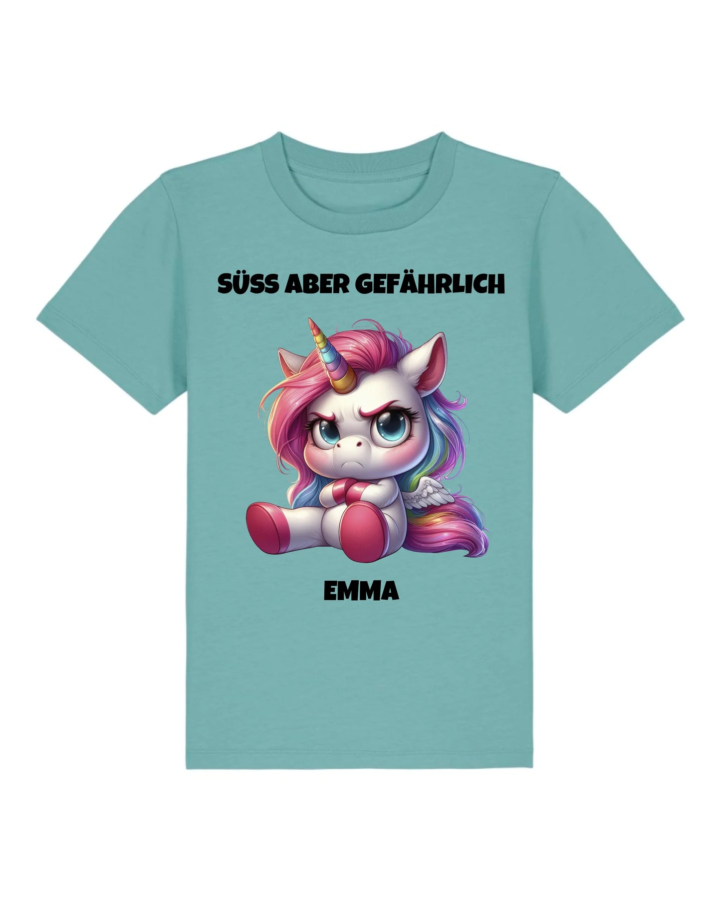 Süß aber gefährlich - Organic Kid's Shirt (personalisierbar) Mini Creator T-Shirt ST ST Teal-Monstera