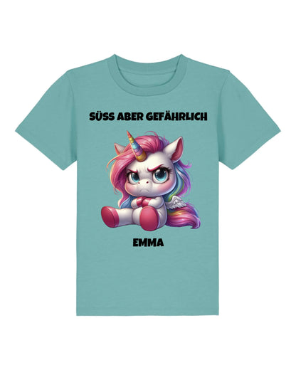 Süß aber gefährlich - Organic Kid's Shirt (personalisierbar) Mini Creator T-Shirt ST ST Teal-Monstera