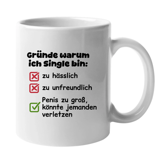 Gründe warum ich Single bin - Tasse (personalisierbar) Standard Mug White STD