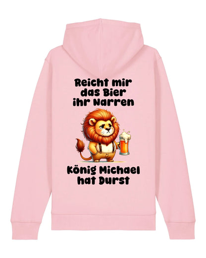 Der König hat Durst - Organic Unisex Hoodie (personalisierbar) Drummer 2.0 Hoodie ST ST Cotton-Pink