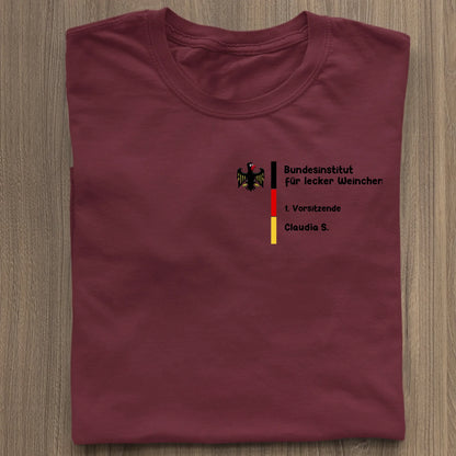 Bundesinstitut für lecker Weinchen - Organic Women's Shirt (personalisierbar) Serena T-Shirt ST ST Burgundy