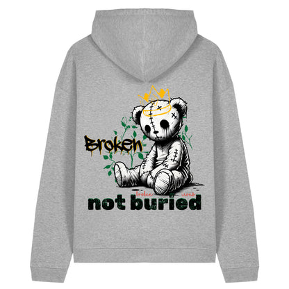Broken - Organic Heavy Oversized Unisex Hoodie Heather Grey