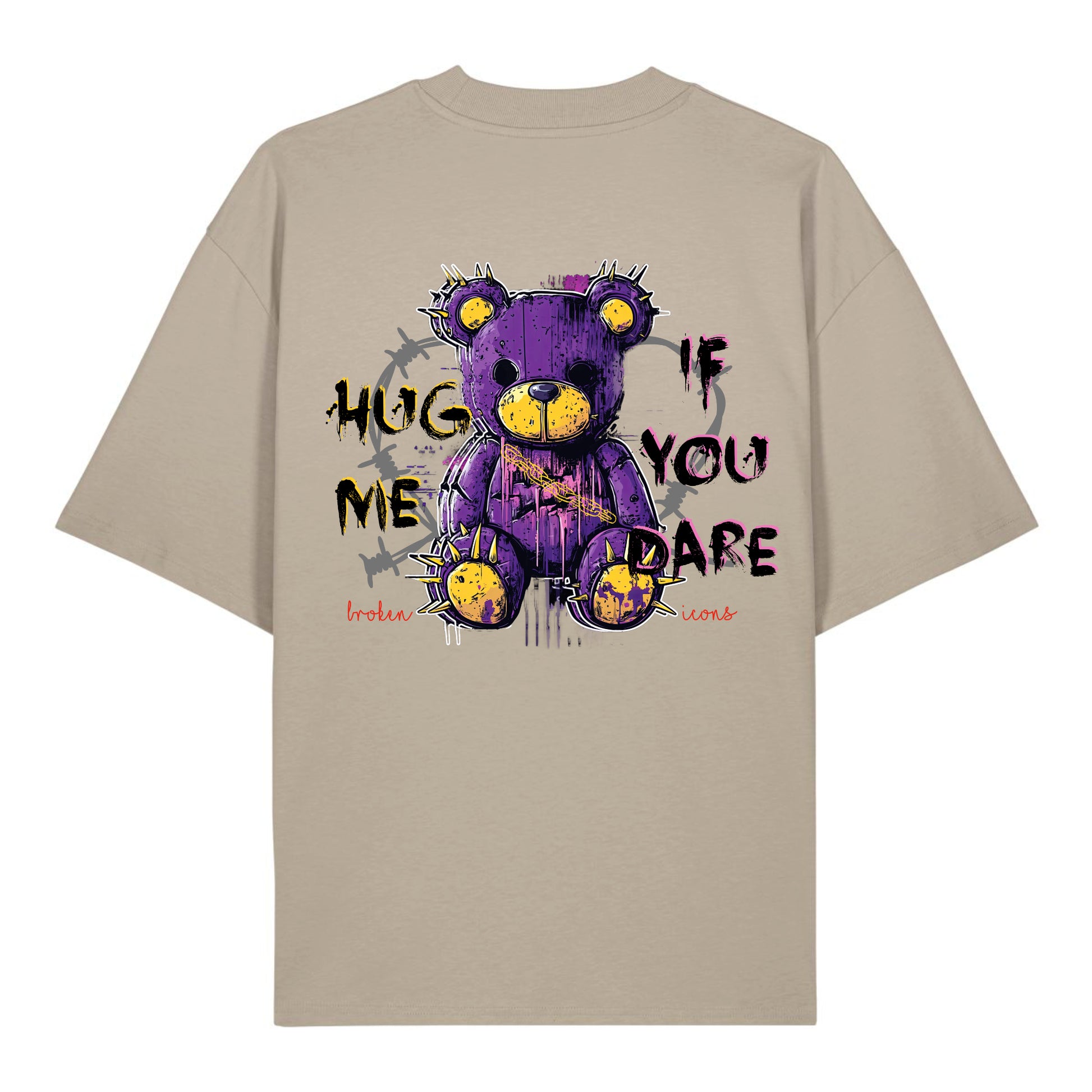 Hug Me - Organic Heavy Oversized Unisex Shirt Stone