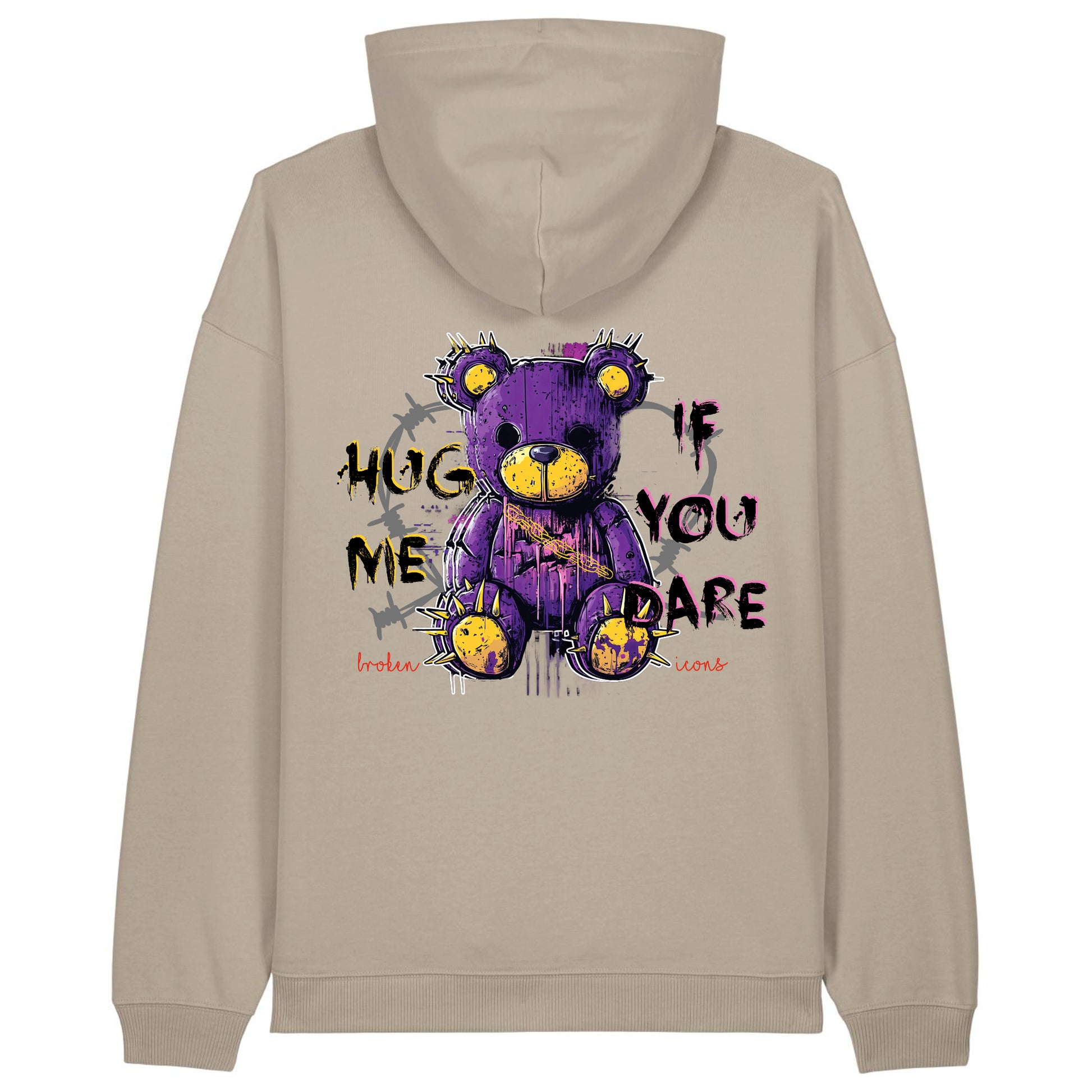 Hug Me - Organic Heavy Oversized Unisex Hoodie Stone