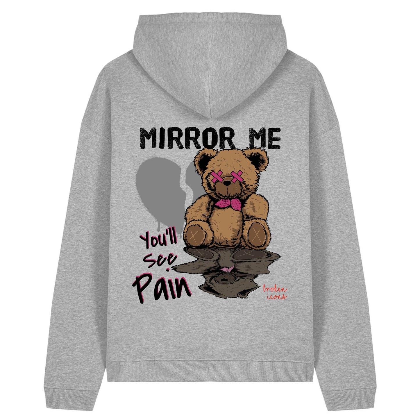Mirror Me - Organic Heavy Oversized Unisex Hoodie Heather Grey