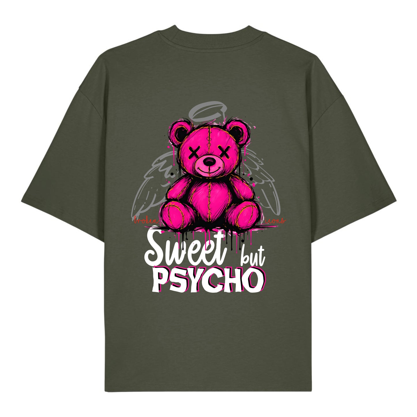 Sweet but Psycho - Organic Heavy Oversized Unisex Shirt Khaki