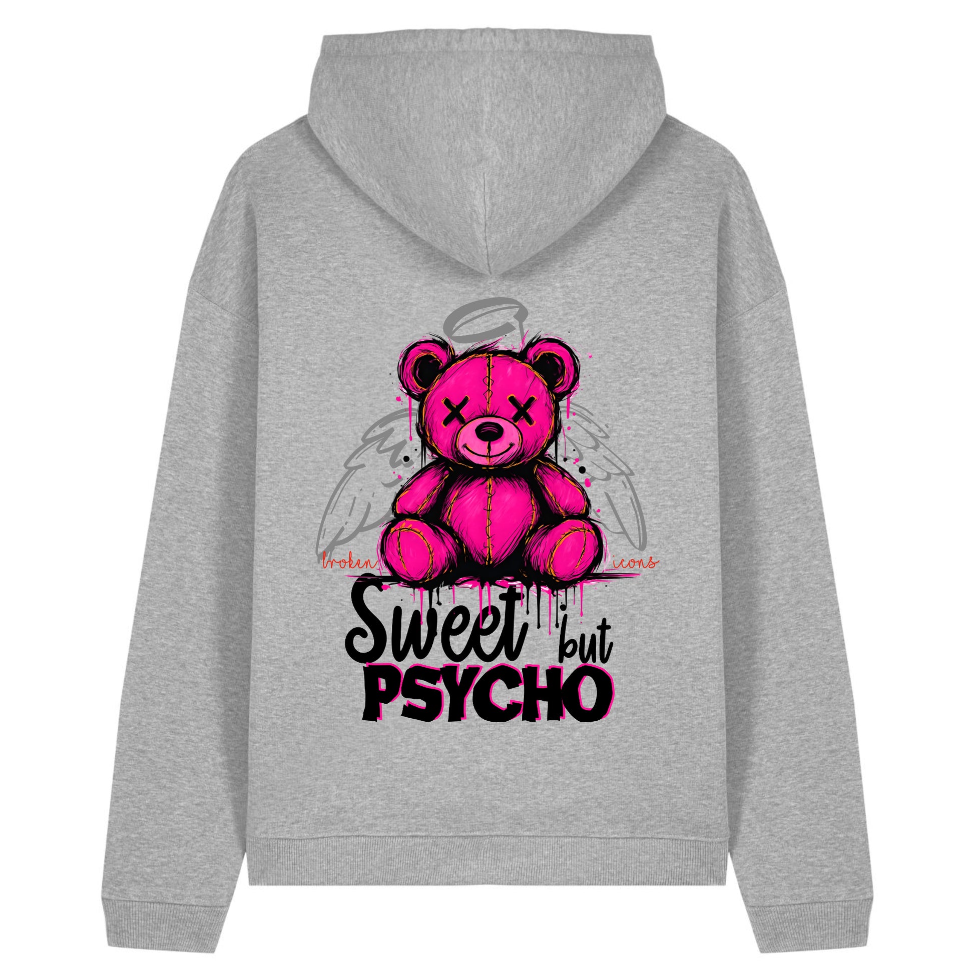 Sweet but Psycho - Organic Heavy Oversized Unisex Hoodie Heather Grey