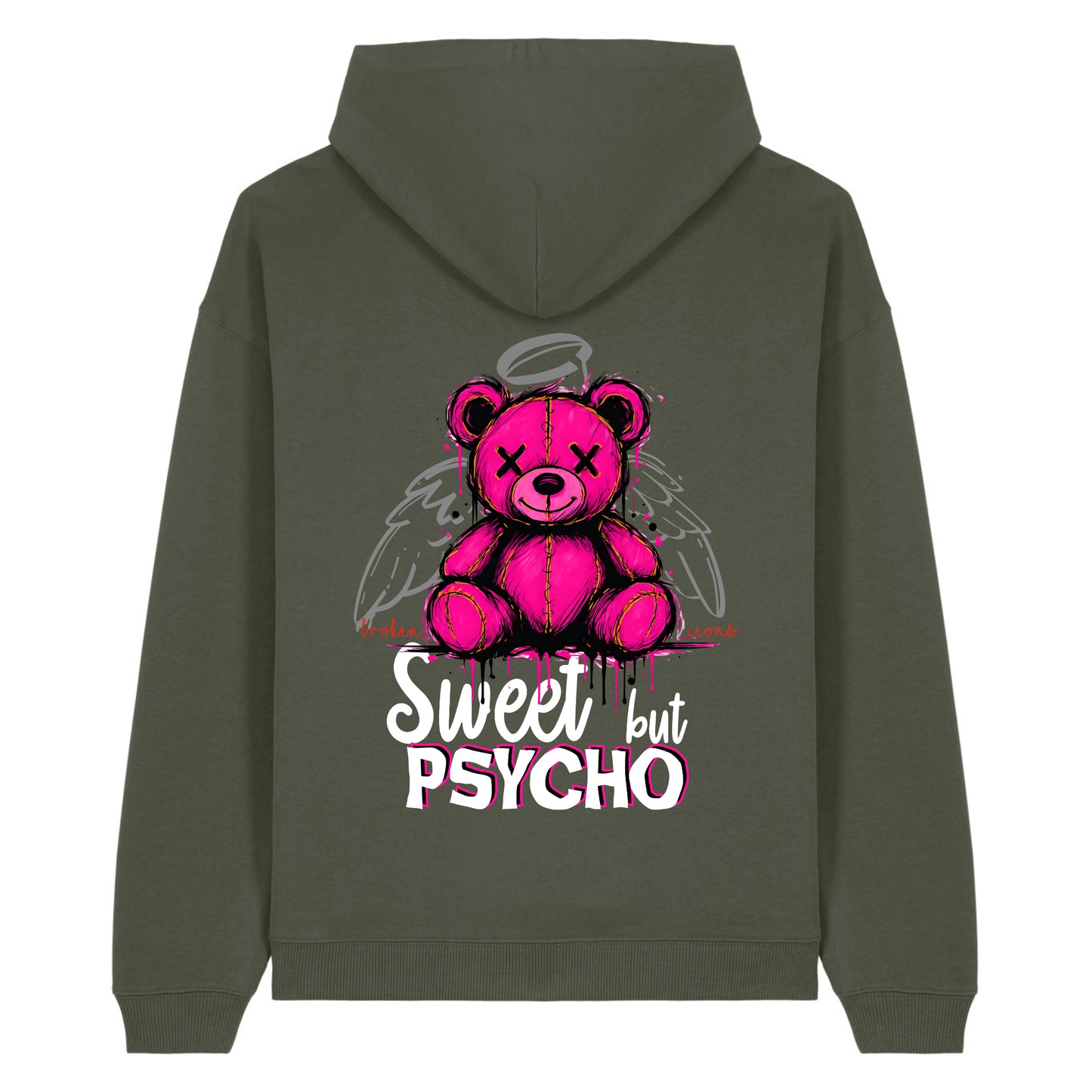 Sweet but Psycho - Organic Heavy Oversized Unisex Hoodie Khaki