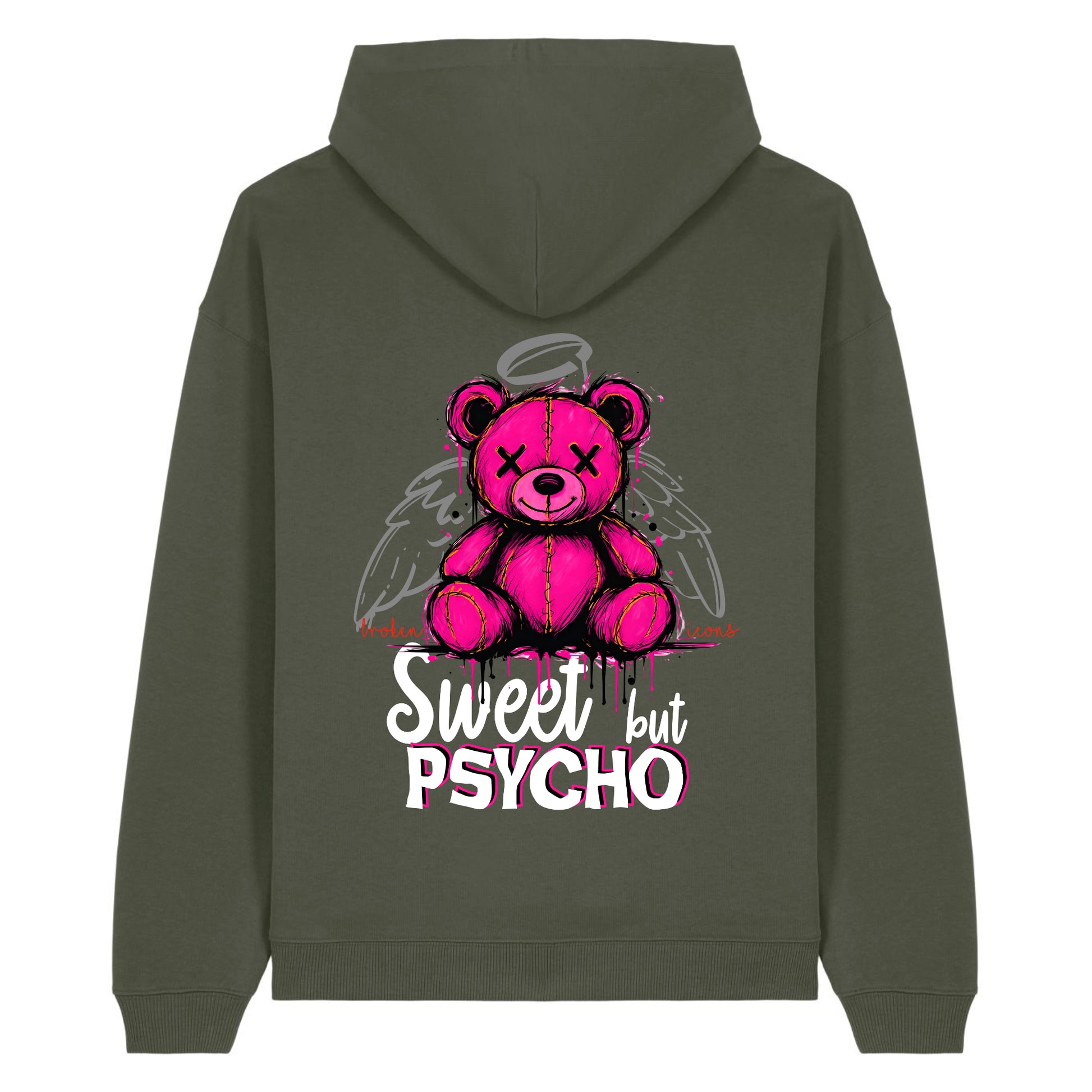Sweet but Psycho - Organic Heavy Oversized Unisex Hoodie Khaki