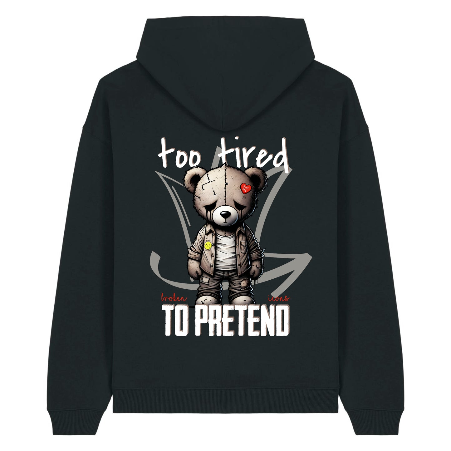 Too tired - Organic Heavy Oversized Unisex Hoodie Black