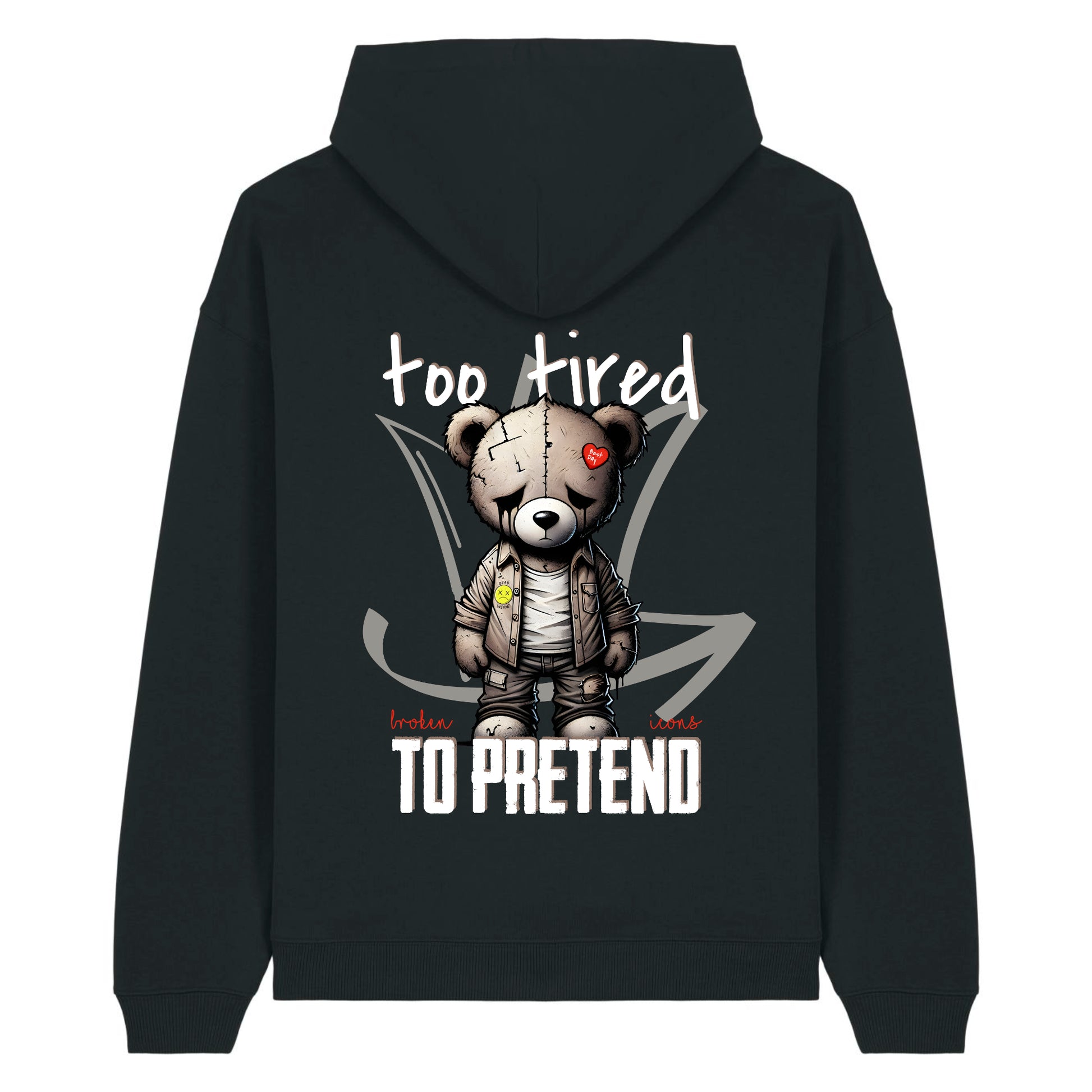 Too tired - Organic Heavy Oversized Unisex Hoodie Black