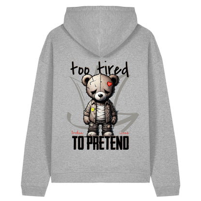 Too tired - Organic Heavy Oversized Unisex Hoodie Heather Grey