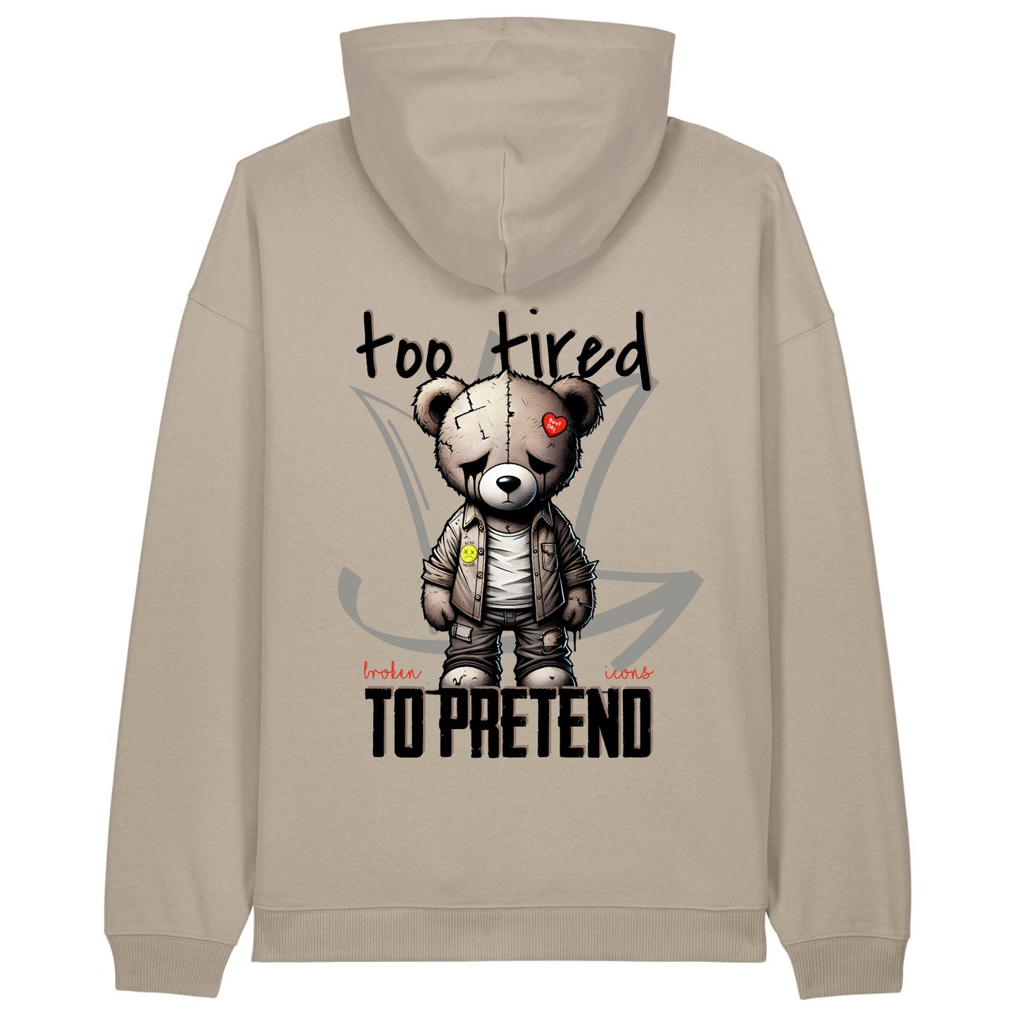 Too tired - Organic Heavy Oversized Unisex Hoodie Stone