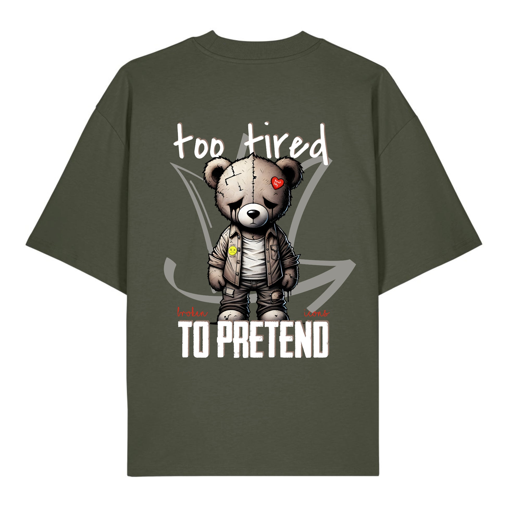 Too tired - Organic Heavy Oversized Unisex Shirt Khaki