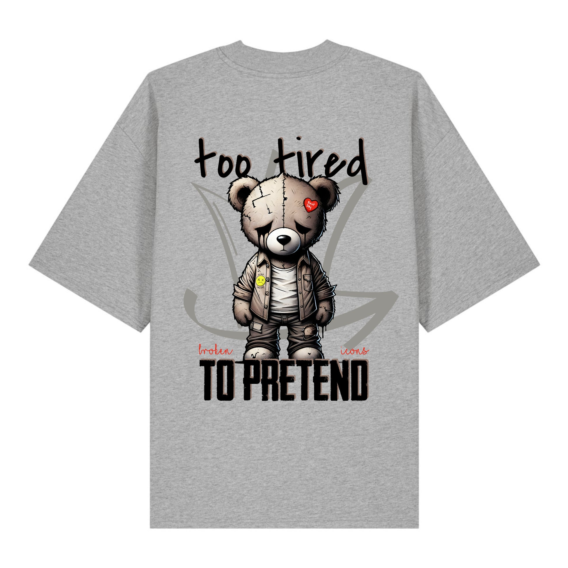 Too tired - Organic Heavy Oversized Unisex Shirt Heather Grey